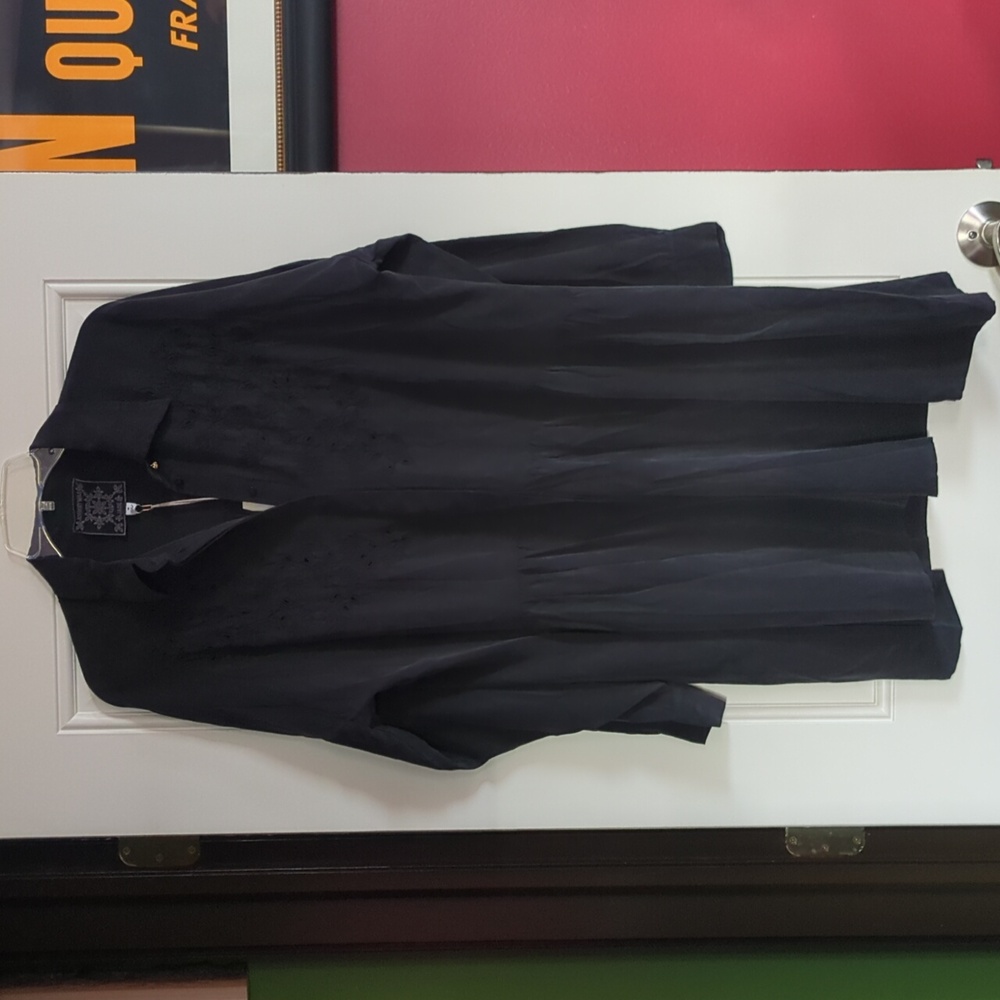 Johnny Was Jade Artesia Black Sueded Silk Dress M NWT $380